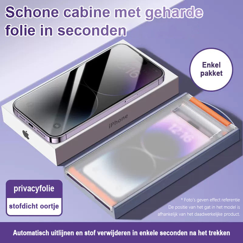 Voor iPhone Stofdichte en anti-kruip uitgeharde film + stofvrij filmhulpmiddel