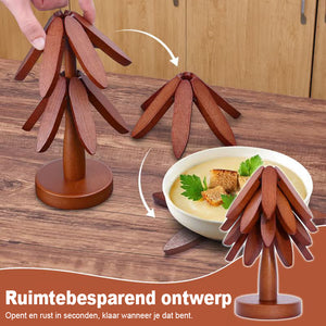 Hoogwaardige hittebestendige onderzetter van natuurlijk hout voor hete gerechten