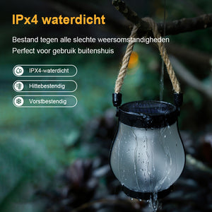 Buitenlamp van henneptouw op zonne-energie