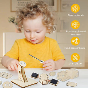 DIY Zonne-energie Houten Satelliet Model Wetenschappelijke Kit
