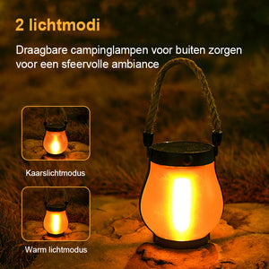 Buitenlamp van henneptouw op zonne-energie