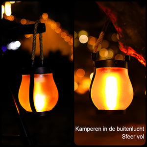 Buitenlamp van henneptouw op zonne-energie