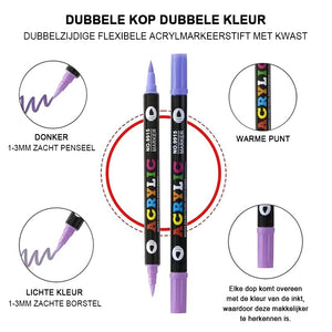 Tweekleurige acrylverfmarker met dubbele punt