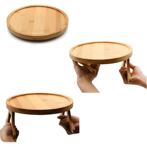 Bank armleuning met houten bijzettafel