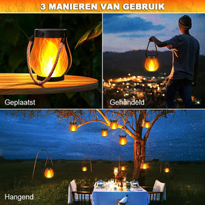 Buitenlamp van henneptouw op zonne-energie