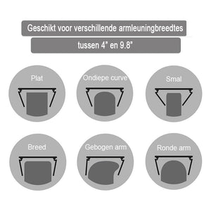 Bank armleuning met houten bijzettafel