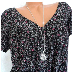 Losjes v-hals T-shirt met korte mouwen