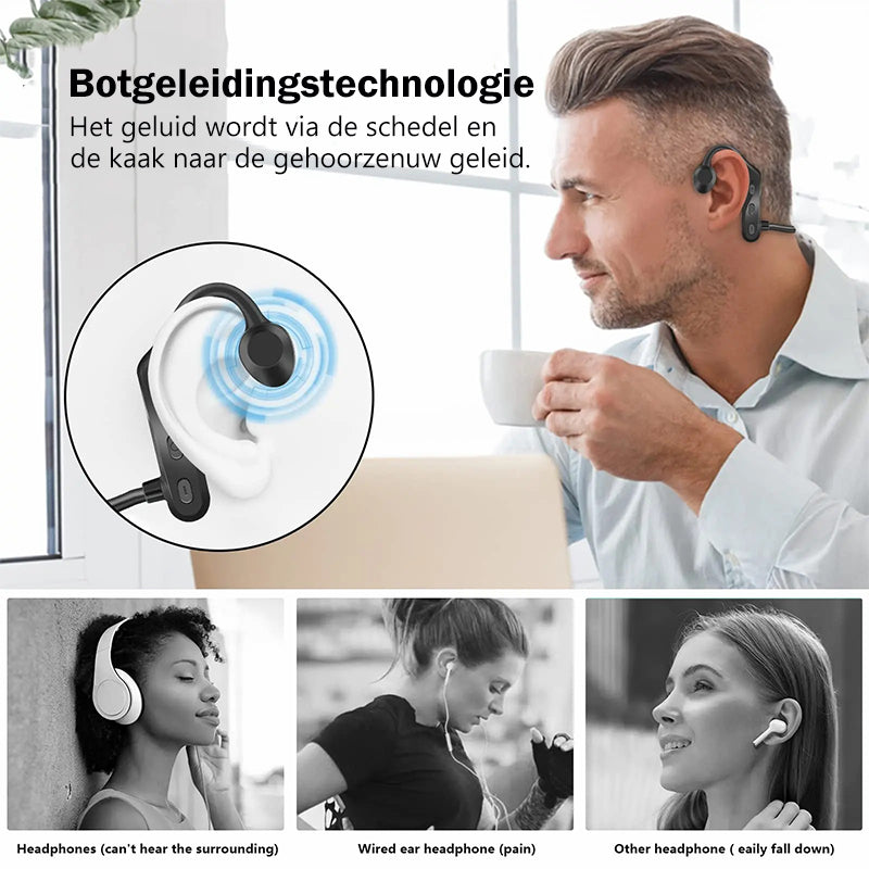 Bluetooth draadloze beengeleidingshoofdtelefoon voor sporten die lopen